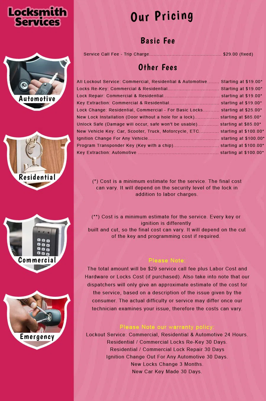 Rutherford NJ Locksmith Store Rutherford, NJ 201-574-1831 - price-list-c-18